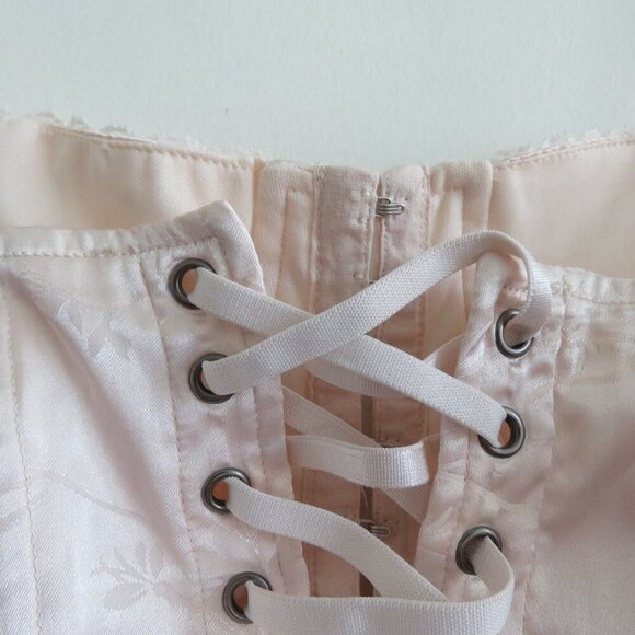 L.A. HEARTS Satin Floral Lace Up Corset Bustier Top Romantic Fairy Y2K Babydoll - Picture 11 of 14